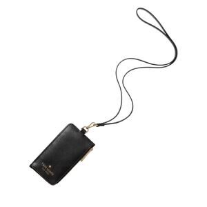 Kate Spade Madison Card Case ID Window Lanyard in Black / Gold Tone